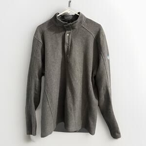 KUHL Konfrontr Sweater Men Sz XL Gray Mock Neck Henley Snap Pullover Active